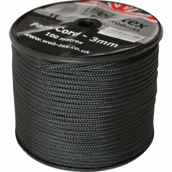 Paracord 3mm Black 5 metres